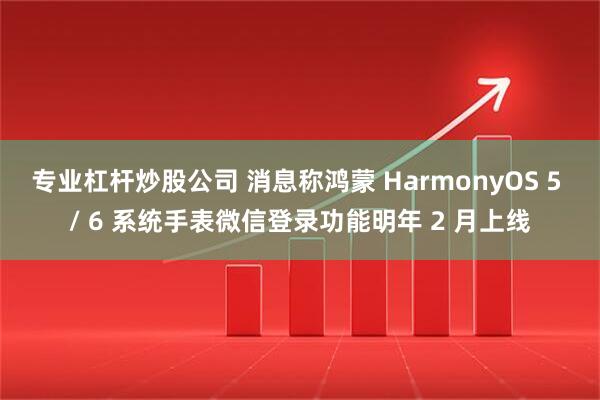 专业杠杆炒股公司 消息称鸿蒙 HarmonyOS 5 / 6 系统手表微信登录功能明年 2 月上线